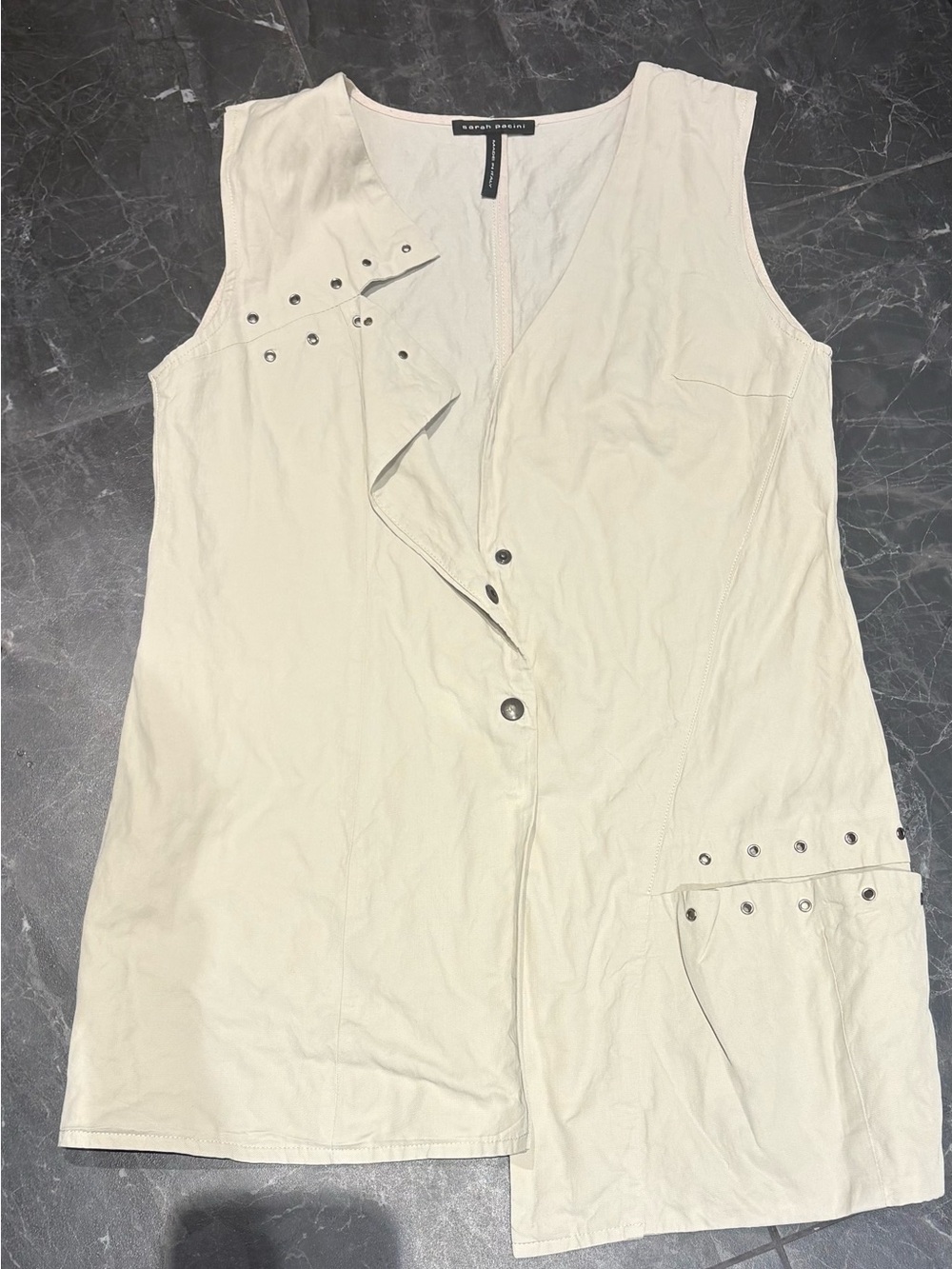 Sarah Pacini cream cored sleeveless vest, metal studs